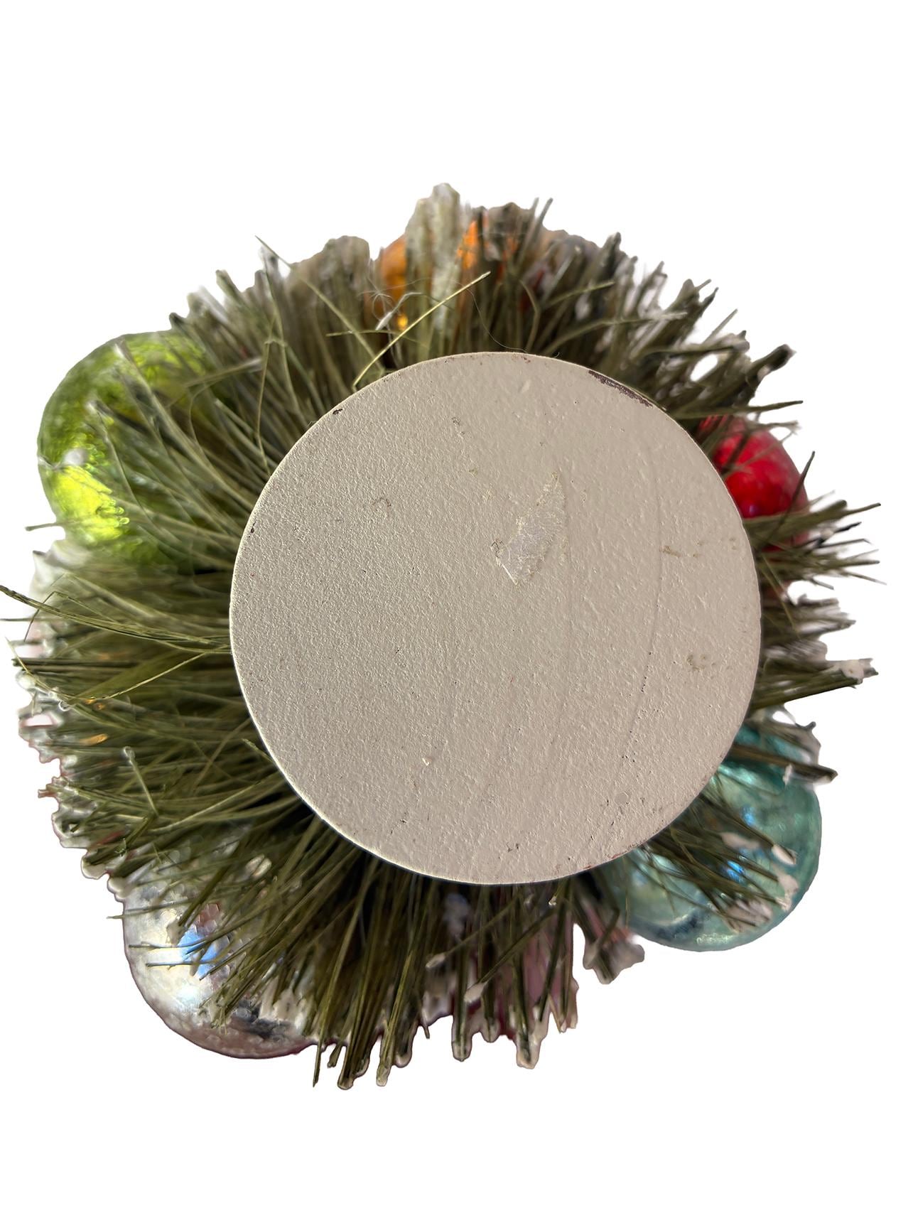 Retro Bottle Brush Tree 9.25” Flocked Plastic Balls