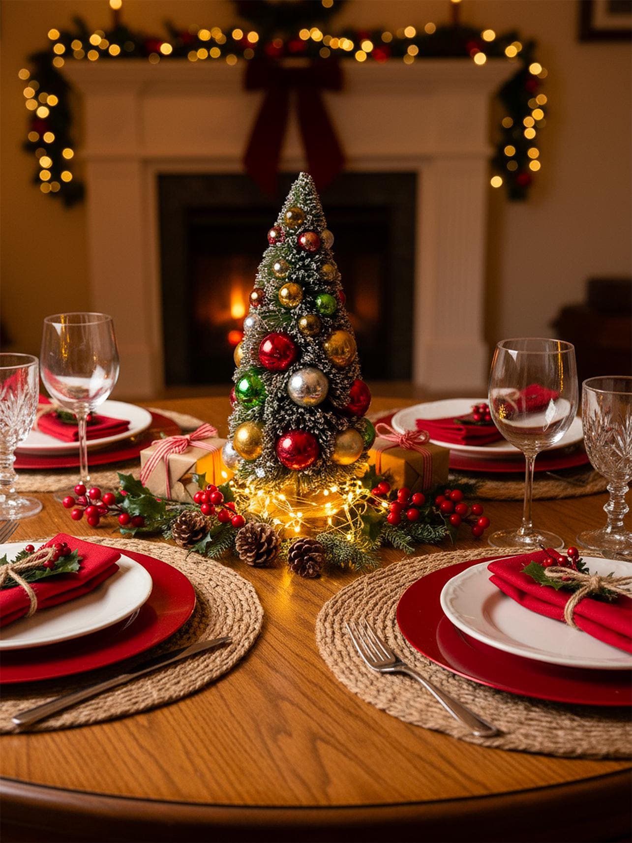 Vintage 8.5” Bottle Brush Christmas Tree Flocked By Napco Original Japan Label Glass Balls