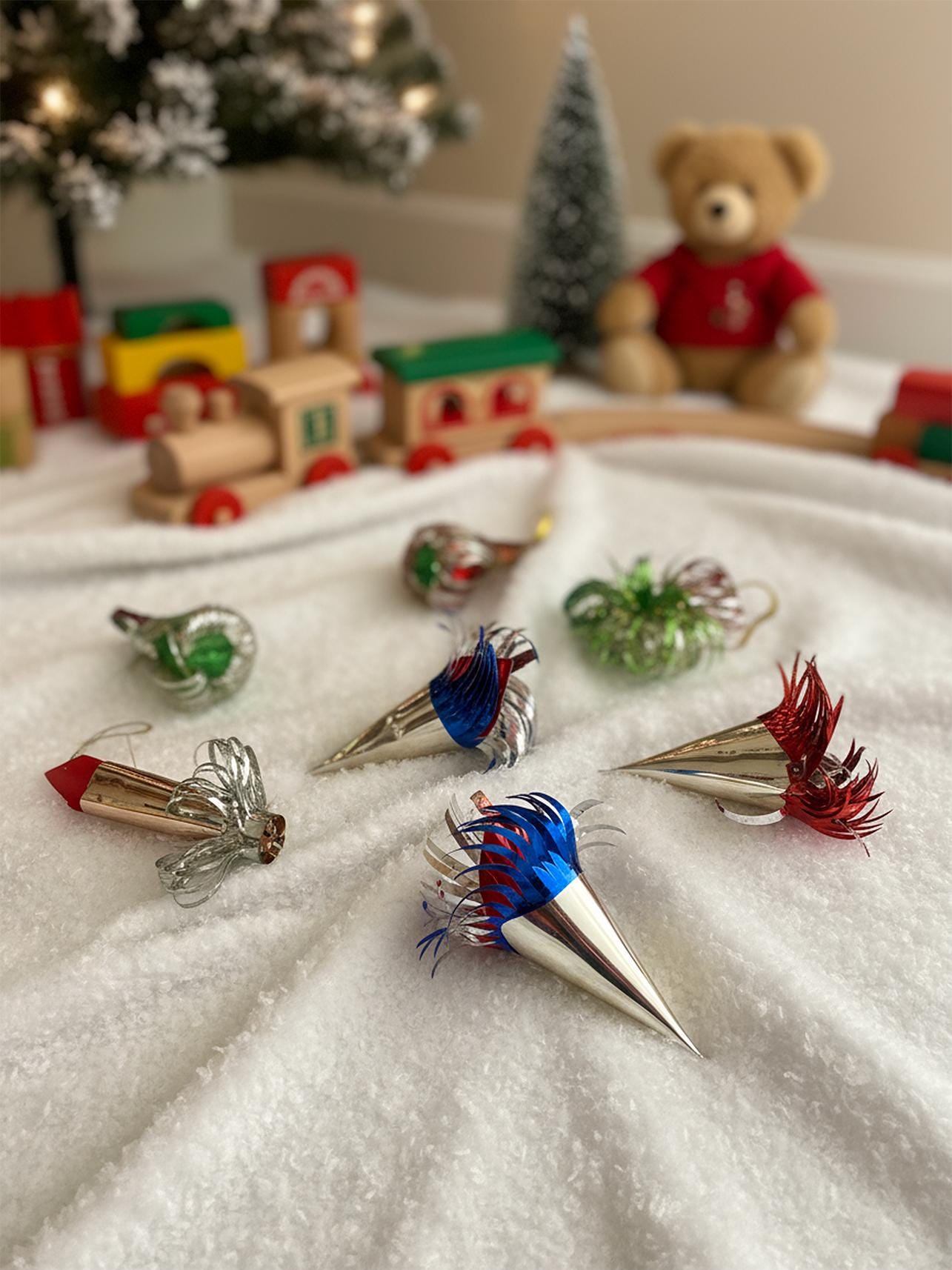 MCM Metalized Christmas Ornaments Vintage Retro Atomic