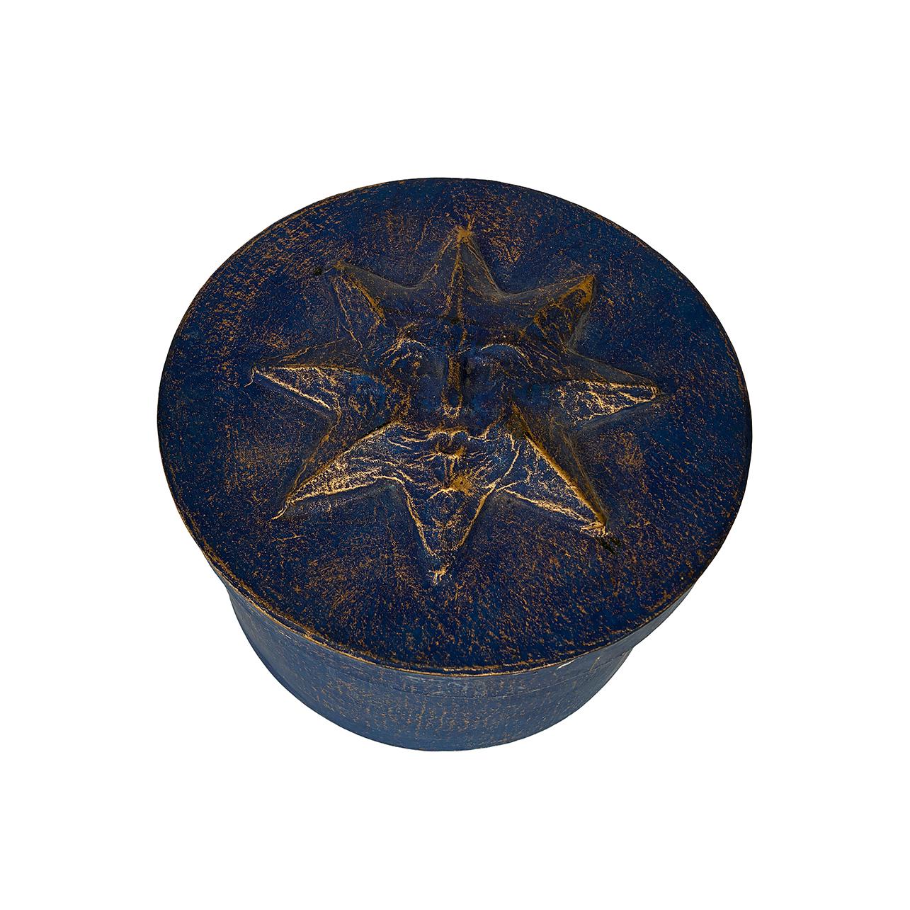 Sun Star Face Box Set Blue Gold Paper Mache 1990’s