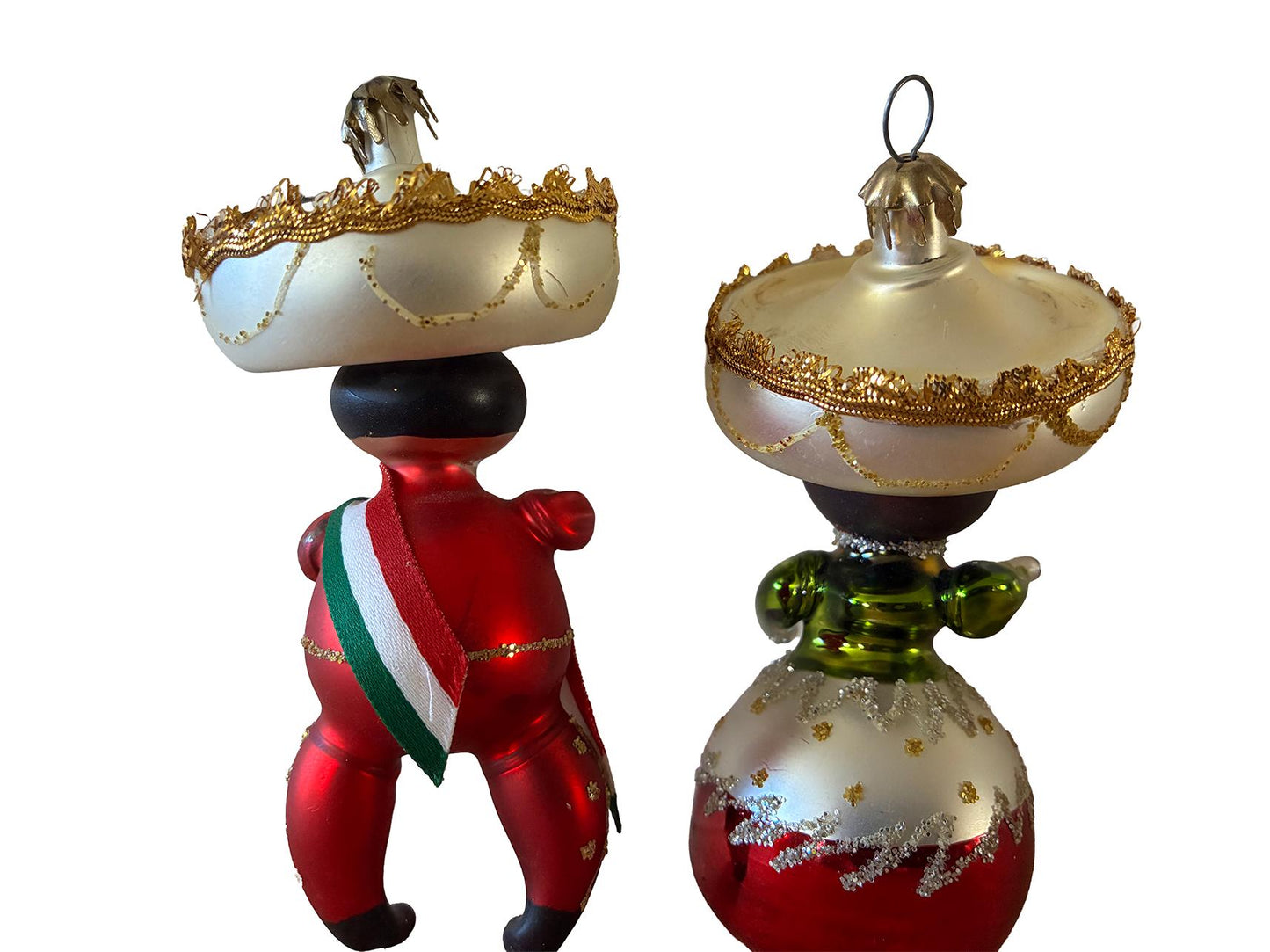 VGT Di Carlini Italian Glass Ornaments Mexican Couple Sombreros Dancers