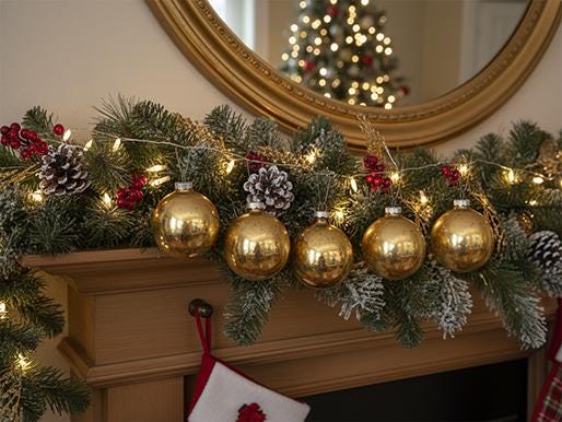 5 Gold Shiny Brite Ball Ornaments in Original Box Carton