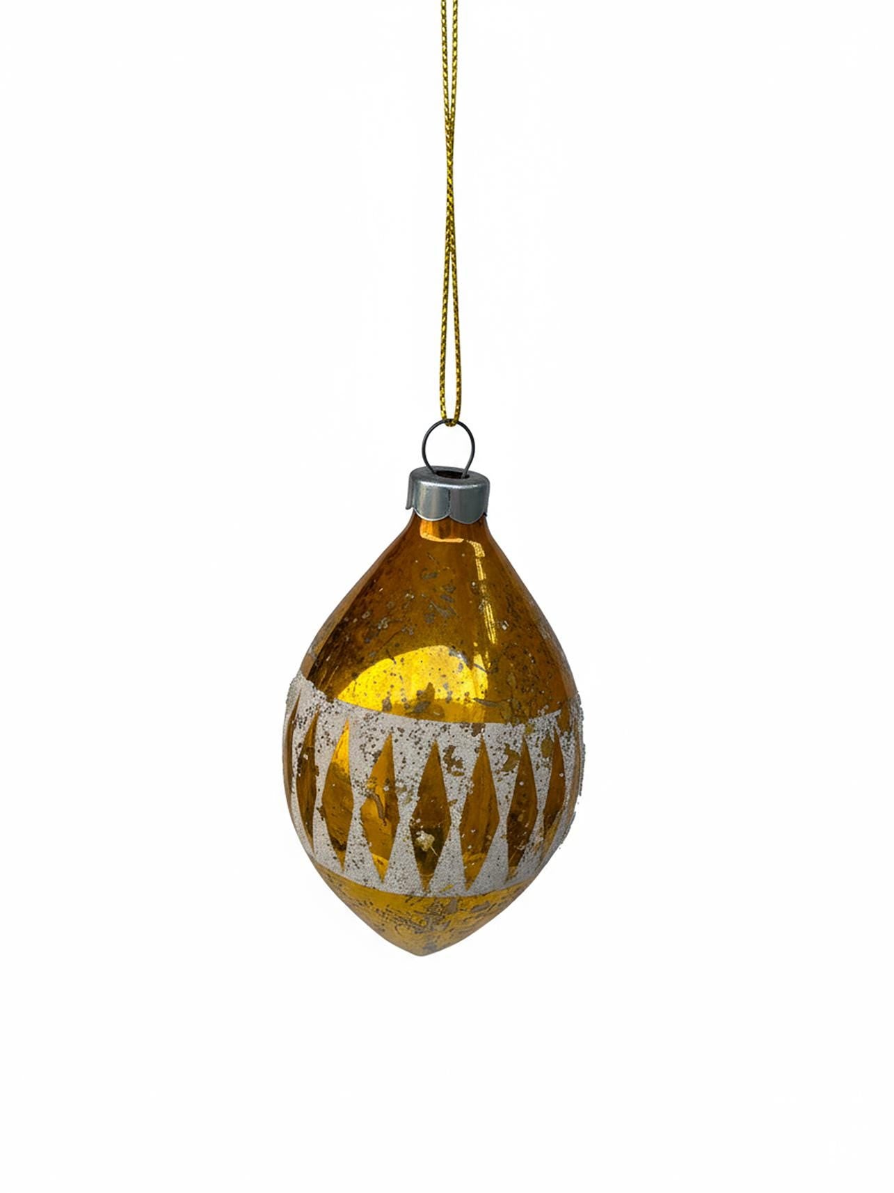 MCM  Vintage Mercury Glass Stenciled Paragon Ornaments set of 5