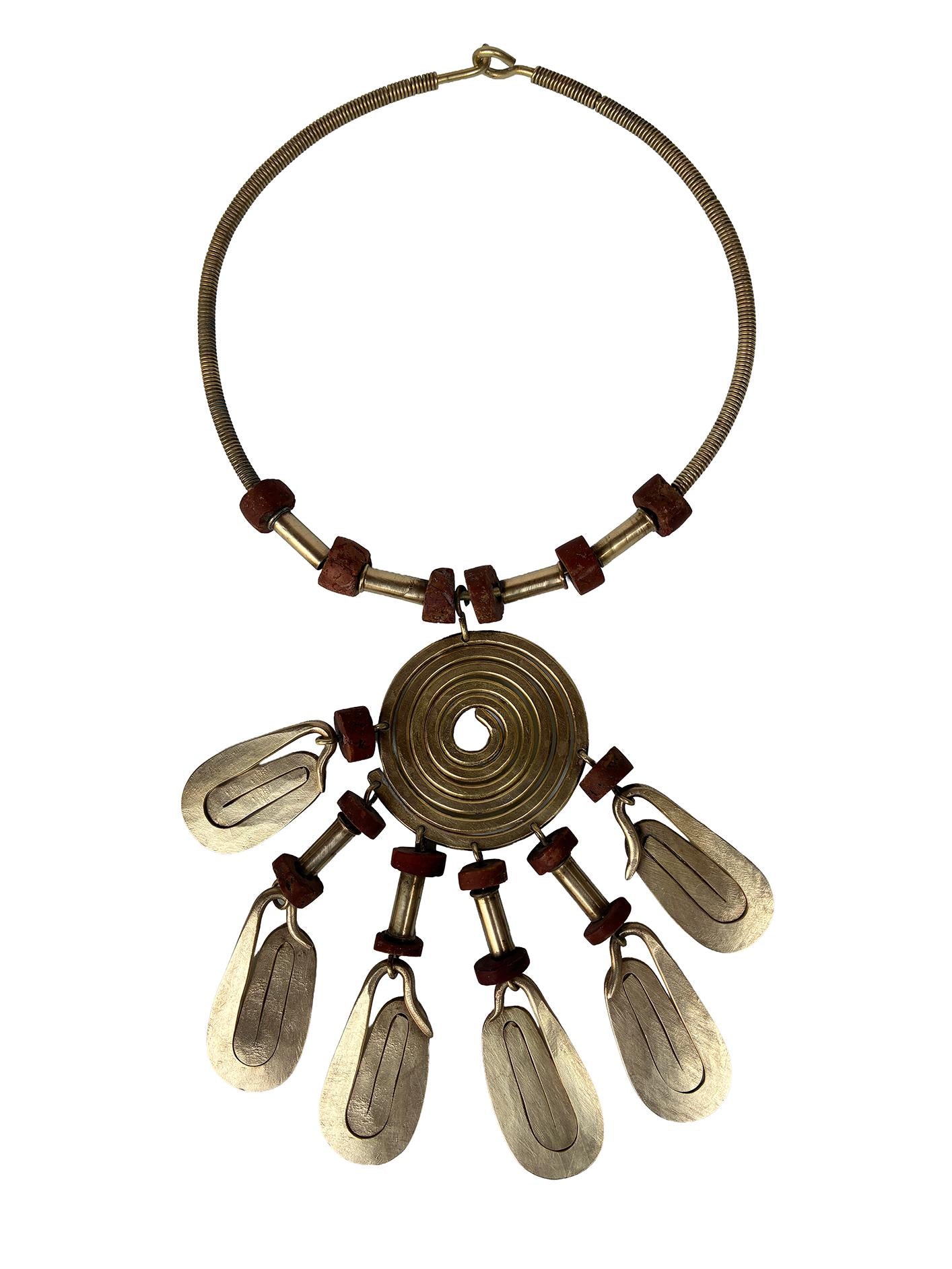 Brutalist Brass Spiral Choker Vintage