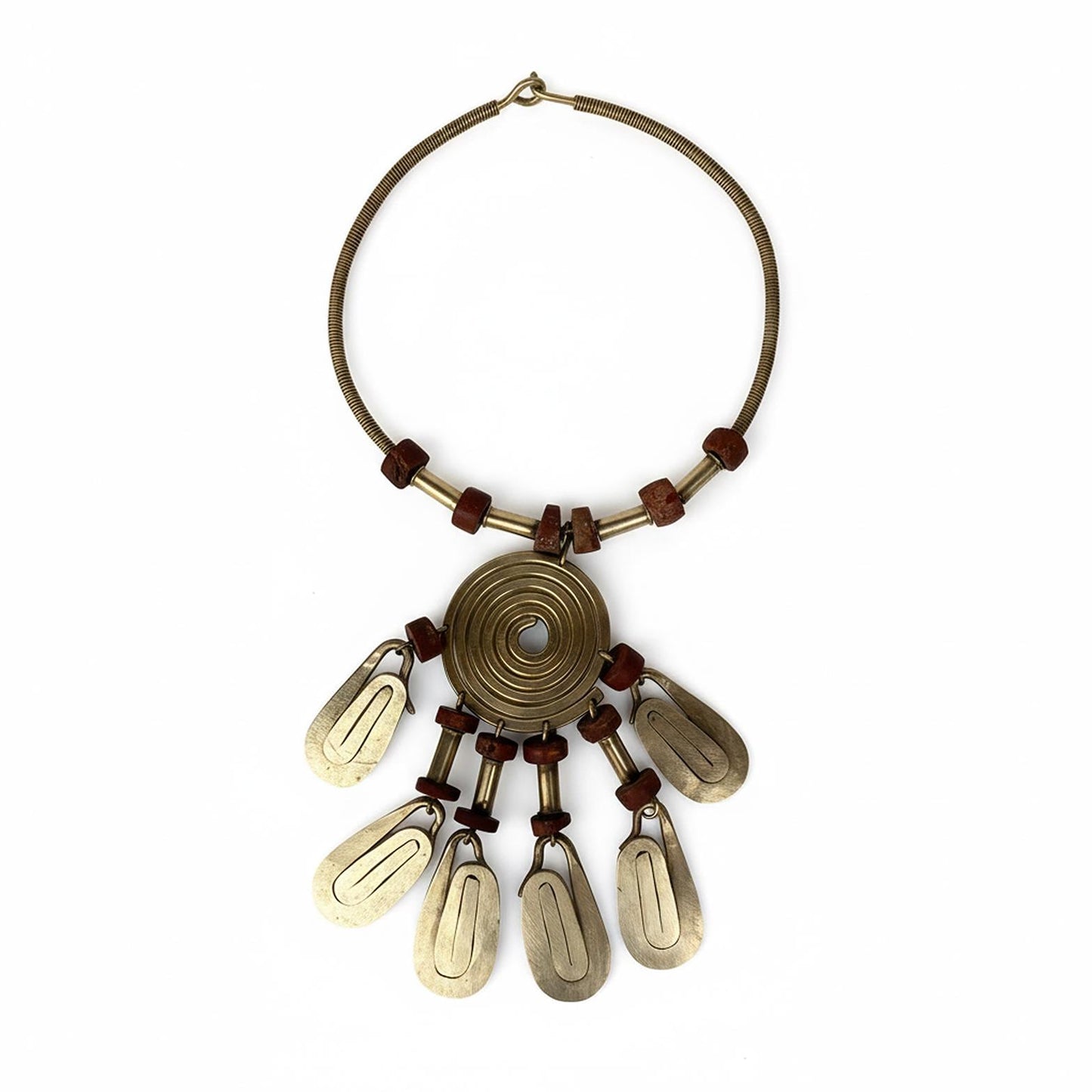 Brutalist Brass Spiral Choker Vintage