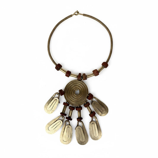 Brutalist Brass Spiral Choker Vintage