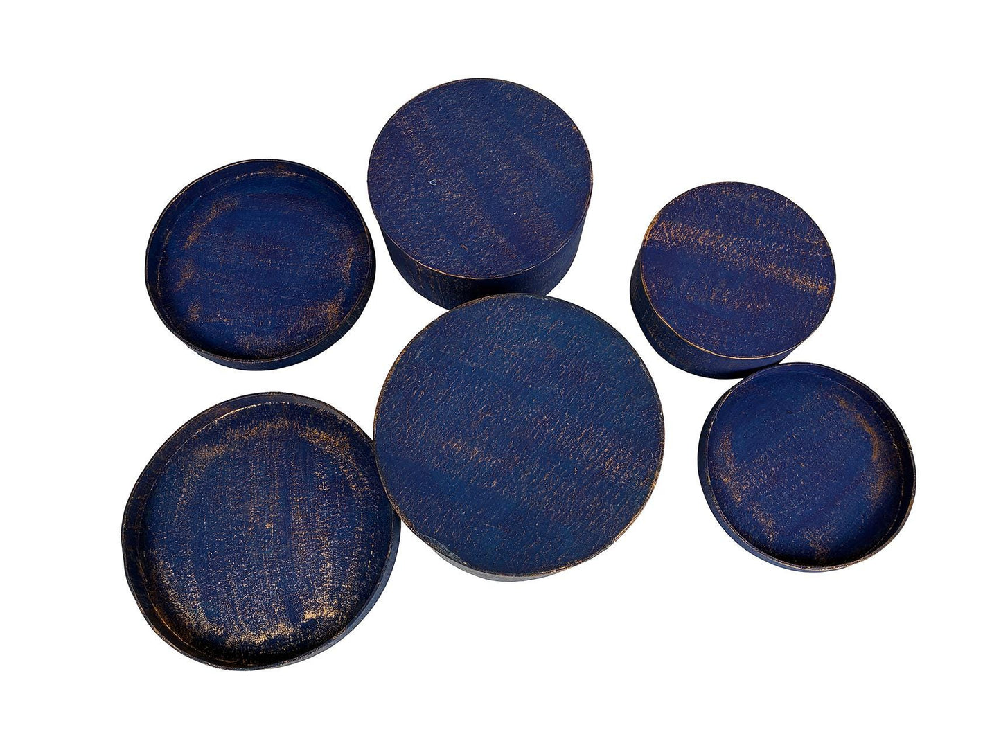 Sun Star Face Box Set Blue Gold Paper Mache 1990’s