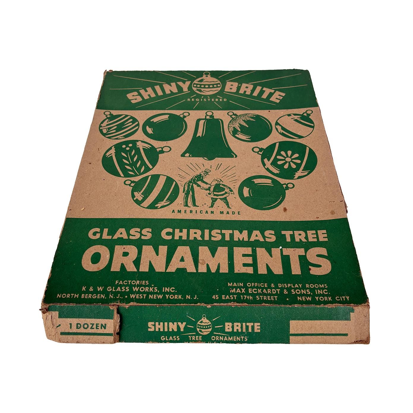 Old Vintage Box of Shiny Brites 9 Stenciled Mica 3 Gold